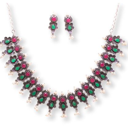 ANUSHA NECKLACE SET - MAROON & GREEN
