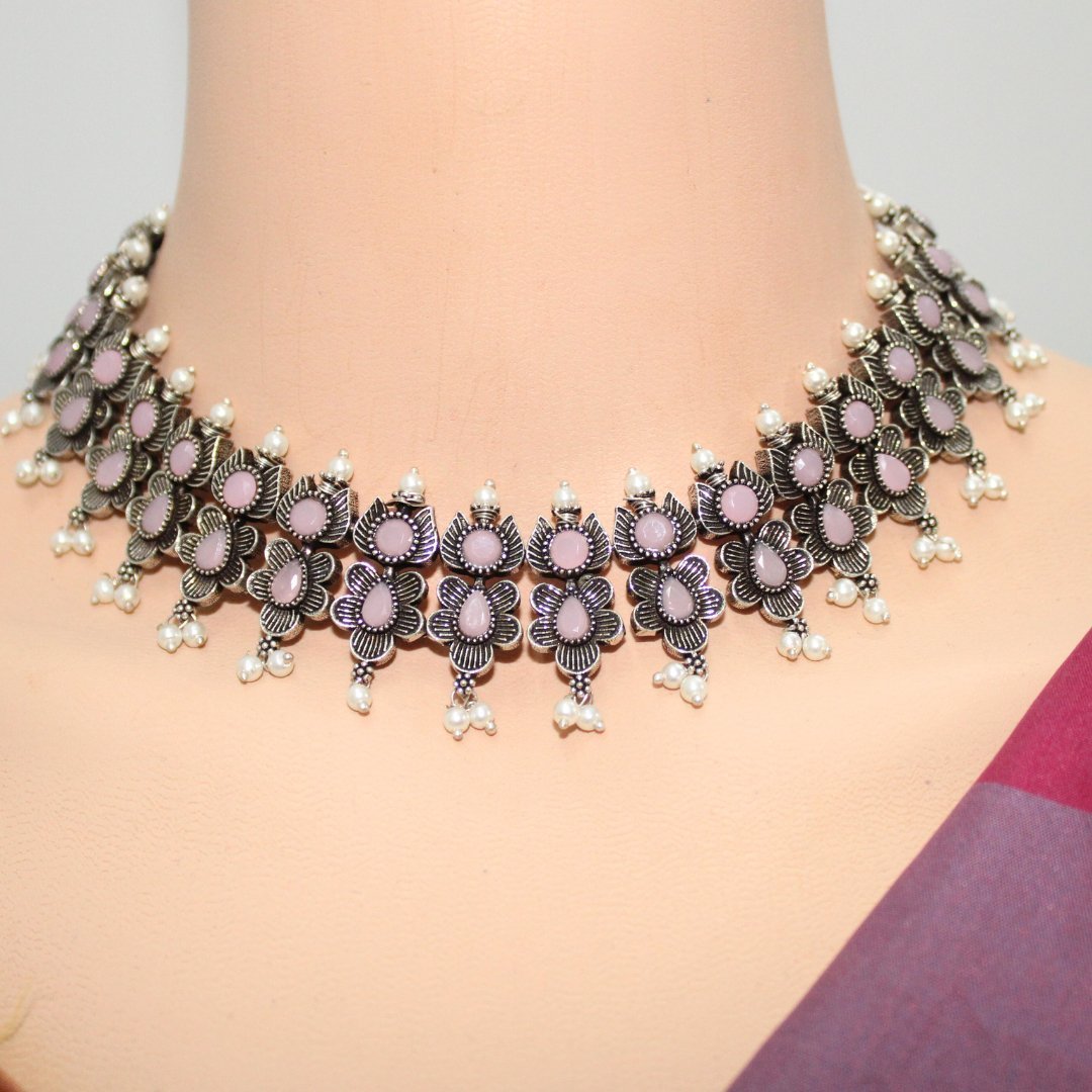 ANUSHA NECKLACE SET-PINK