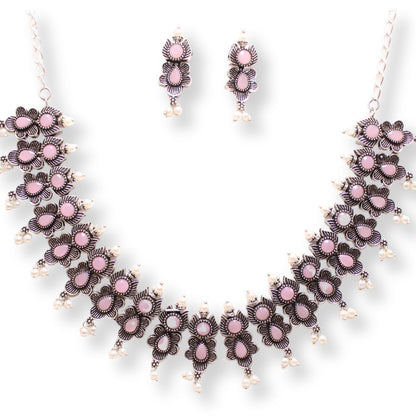 ANUSHA NECKLACE SET-PINK