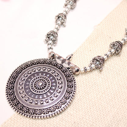 BANJARA PENDANT SET - JHUMKI PATTERN - CHAKRA - WHITE