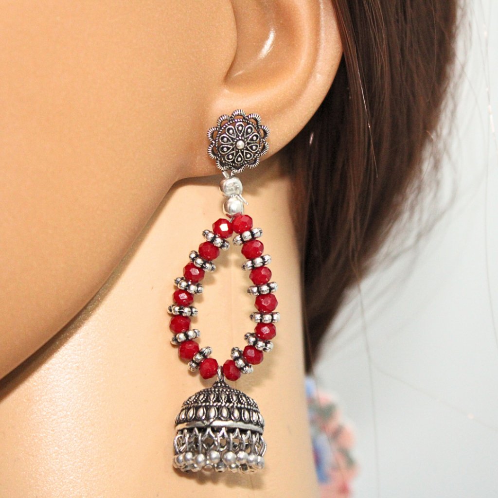 BANJARA PENDANT SET - ROUND SHAPE - MAROON COLOUR - PEACOCK PATTERN