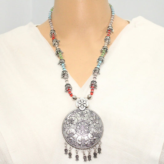 BANJARA PENDANT SET-ROUND SHAPE-MULTICOLOUR