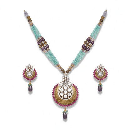 Beaded Chand Pendant Necklace