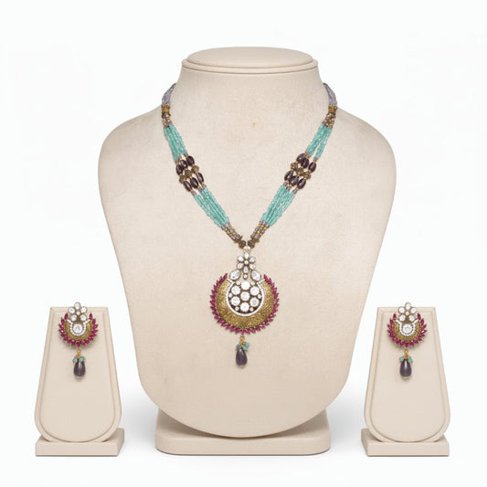 Beaded Chand Pendant Necklace