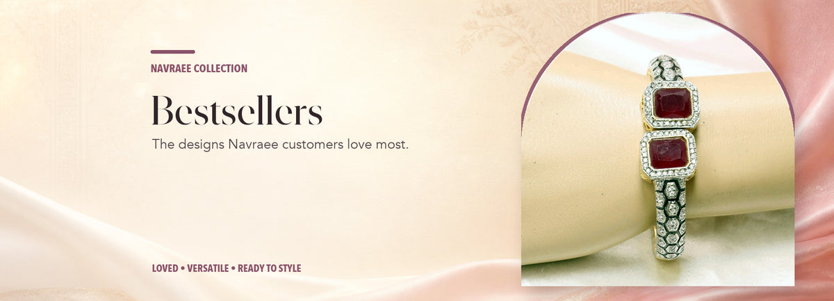 Bestsellers collection header banner featuring Diamond Look Alike Bracelet Golden Polish-Red