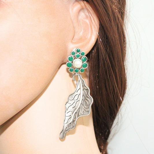 BIG LEAF EARRING DANGLER - GREEN