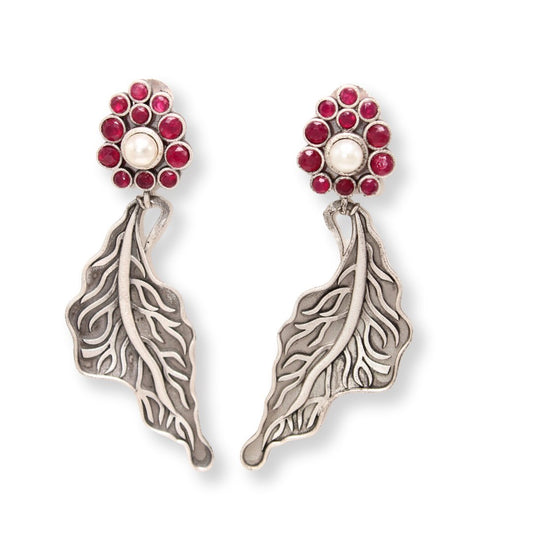 BIG LEAF EARRING DANGLER-RED