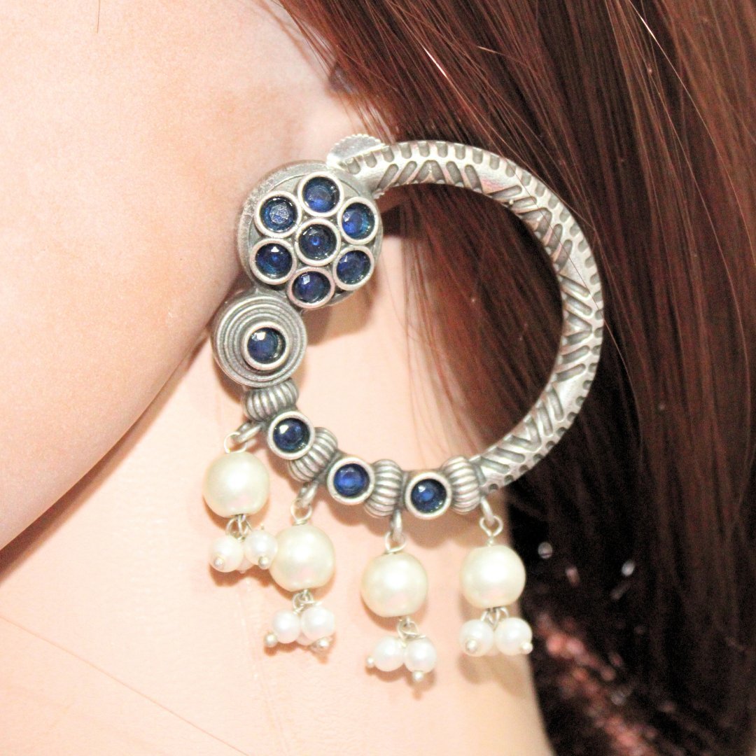 BIG RING EARRINGS-BLUE