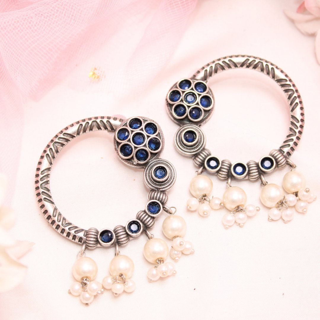 BIG RING EARRINGS-BLUE