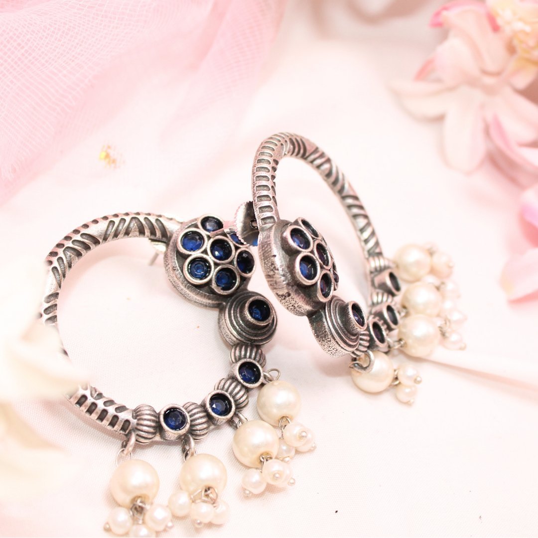 BIG RING EARRINGS-BLUE
