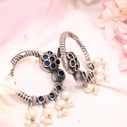 BIG RING EARRINGS-BLUE