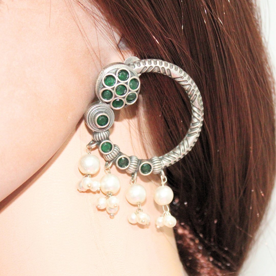 BIG RING EARRINGS-GREEN