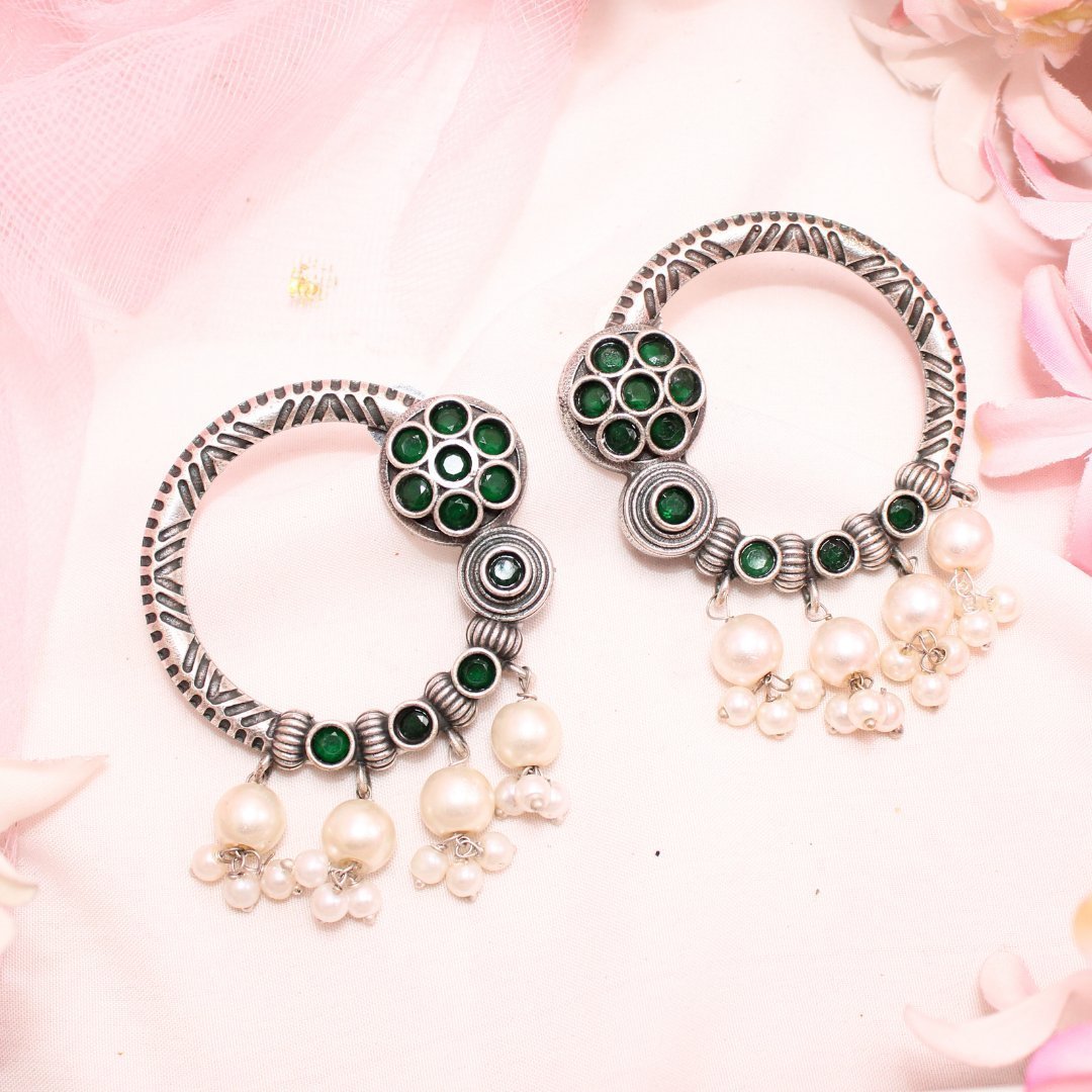BIG RING EARRINGS-GREEN
