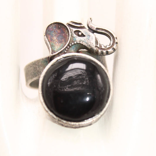 BIG STONE ELEPHANT RING-BLACK