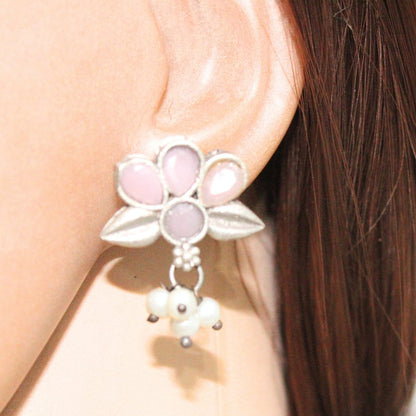 BIG TEAR - DROP WITH STONE PENDANT SET - PINK