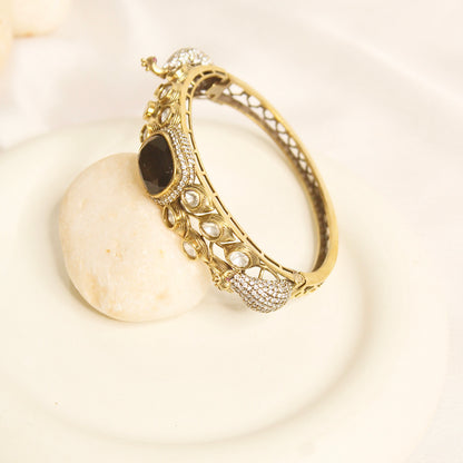 Black Onyx Polki Elephant Motif Kada – product view 2