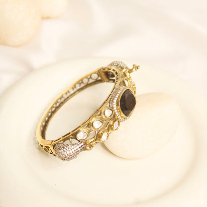 Black Onyx Polki Elephant Motif Kada – product view 3