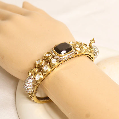 Black Onyx Polki Elephant Motif Kada – product view 5