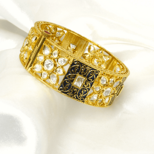 BLOCK MEENAKARI AND POLKI KADA - BLUE