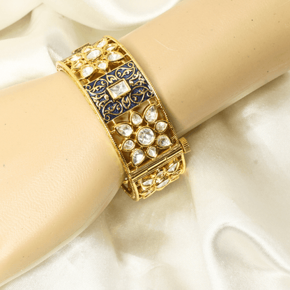 BLOCK MEENAKARI AND POLKI KADA - BLUE