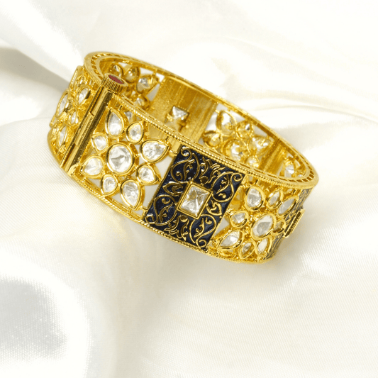 BLOCK MEENAKARI AND POLKI KADA - BLUE