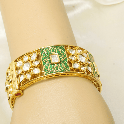 BLOCK MEENAKARI AND POLKI KADA - GREEN