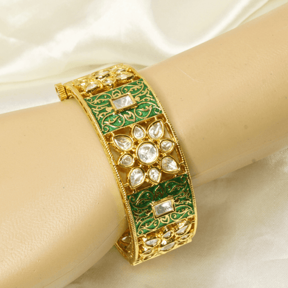 BLOCK MEENAKARI AND POLKI KADA - GREEN