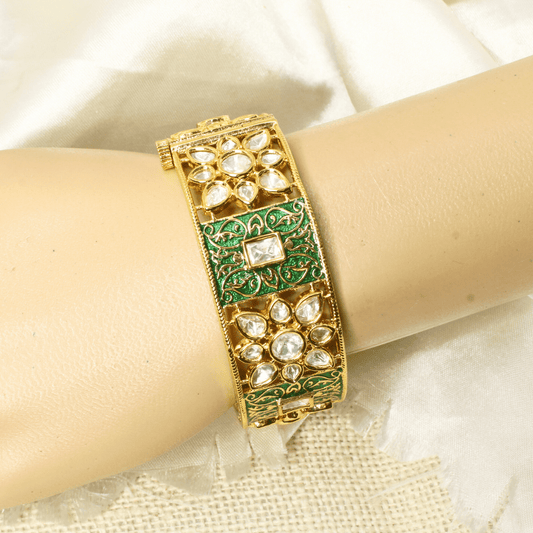 BLOCK MEENAKARI AND POLKI KADA - GREEN
