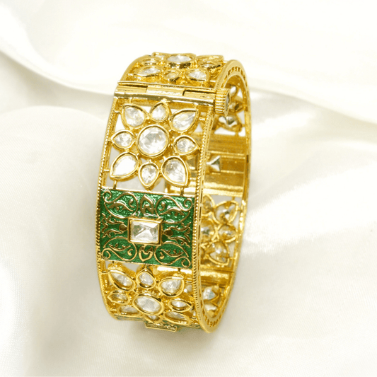 BLOCK MEENAKARI AND POLKI KADA - GREEN