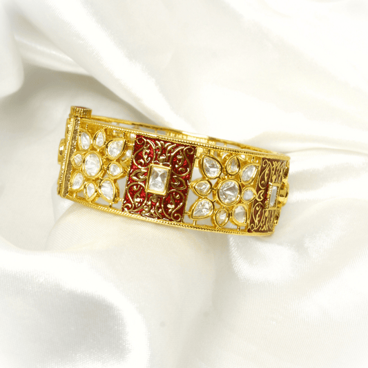 BLOCK MEENAKARI AND POLKI KADA - RED
