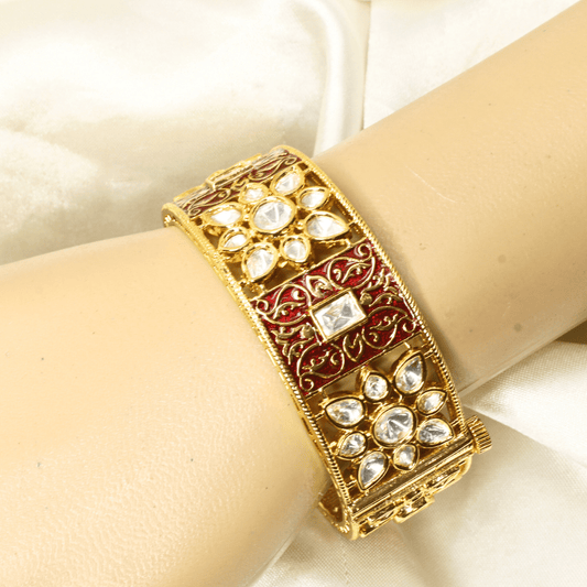 BLOCK MEENAKARI AND POLKI KADA - RED