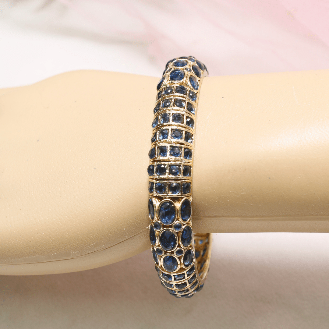BLUE NAGINA BANGLES - GOLDEN FINISH - SET OF 2