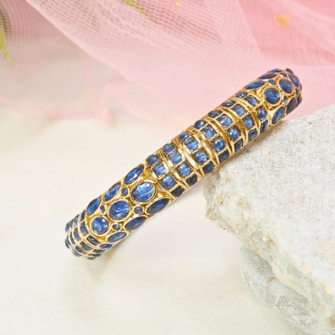 BLUE NAGINA BANGLES-GOLDEN FINISH-SET OF 2