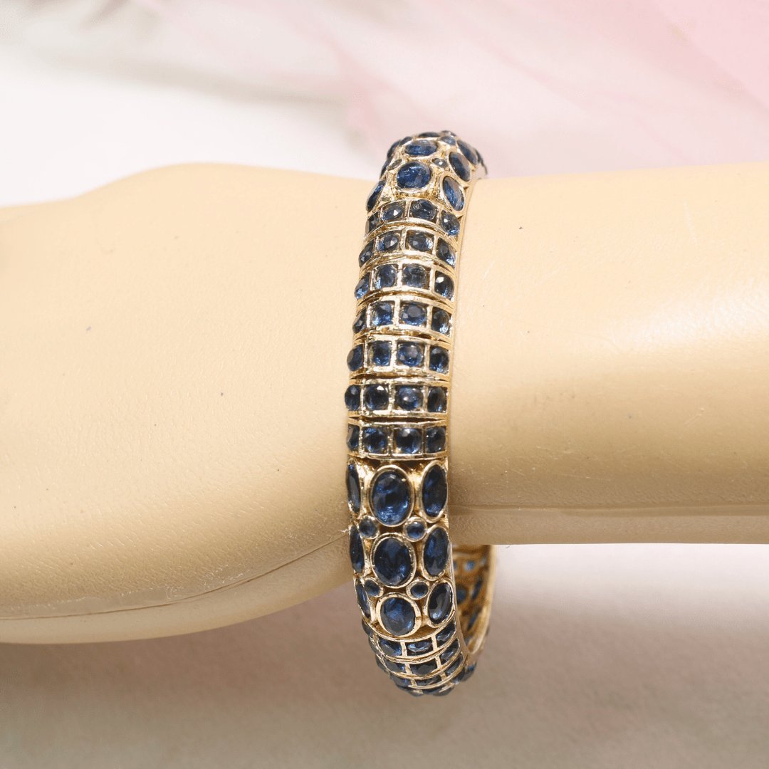 BLUE NAGINA BANGLES-GOLDEN FINISH-SET OF 2