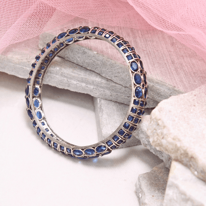 BLUE NAGINA BANGLES - SILVER FINISH - SET OF 2