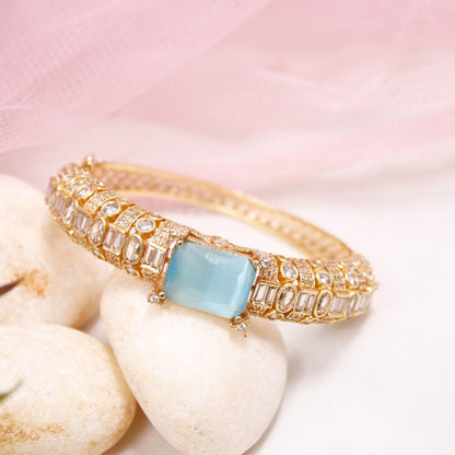 Blue Stone Openable Bracelet – Luxury Gold Finish Kada