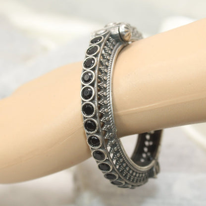 BOHO CHAKRA PATTERN MULTI STONE KADA - BLACK