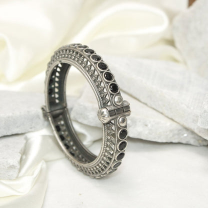 BOHO CHAKRA PATTERN MULTI STONE KADA - BLACK