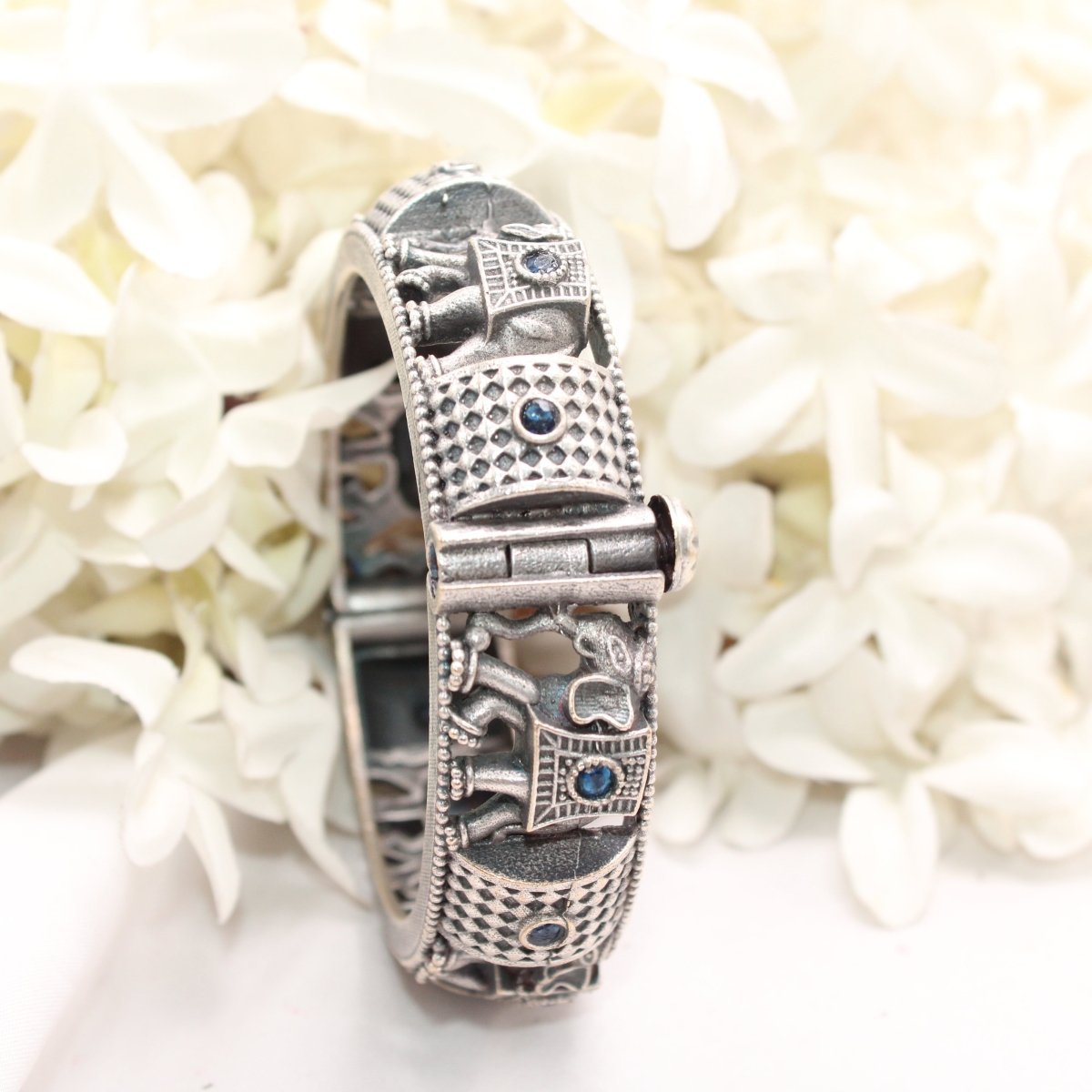 BOHO ELEPHANT KADA BLUE STONE MATTE FINISH-SINGLE KADA