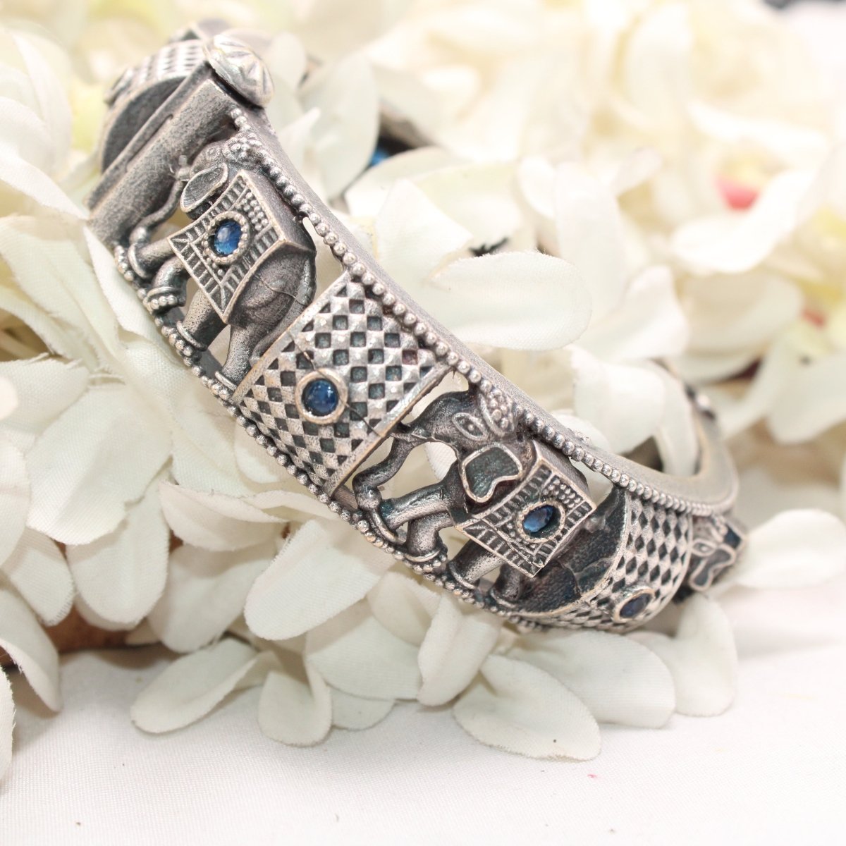 BOHO ELEPHANT KADA BLUE STONE MATTE FINISH-SINGLE KADA