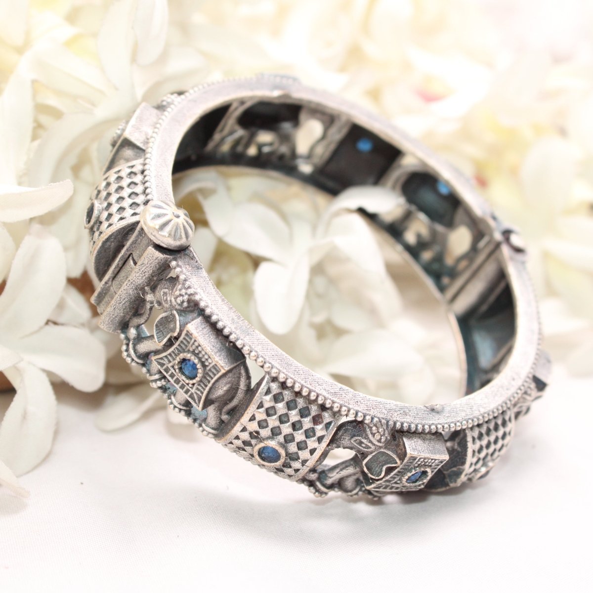 BOHO ELEPHANT KADA BLUE STONE MATTE FINISH-SINGLE KADA