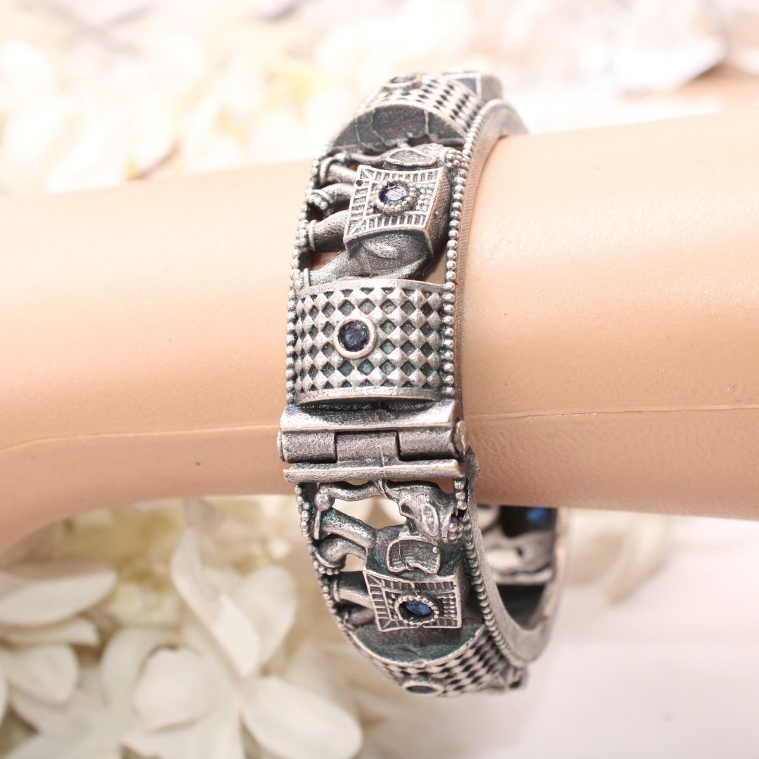 BOHO ELEPHANT KADA BLUE STONE MATTE FINISH-SINGLE KADA