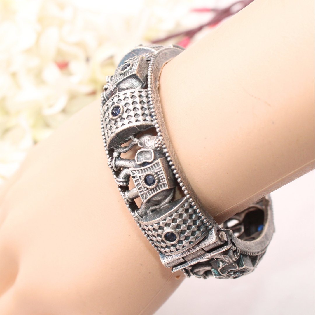 BOHO ELEPHANT KADA BLUE STONE MATTE FINISH-SINGLE KADA