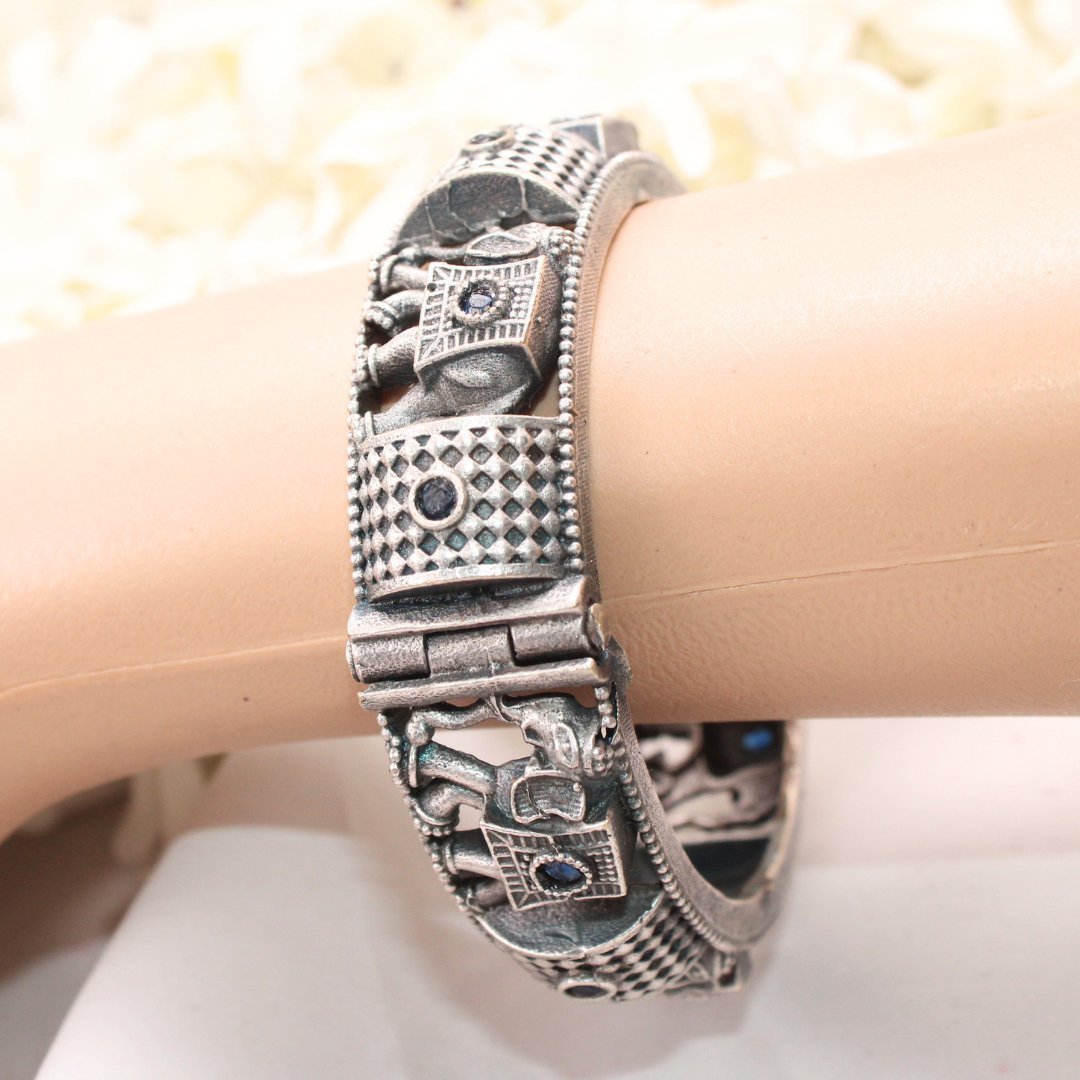 BOHO ELEPHANT KADA BLUE STONE MATTE FINISH-SINGLE KADA