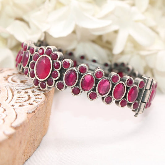 BOHO OVAL STONE KADA RED STONE MATTE FINISH - SINGLE KADA