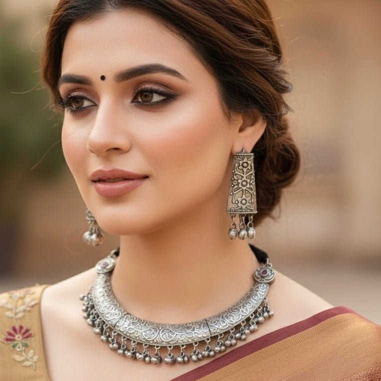 BOHO SILVER REPLICA HASLI NECKLACE-RED