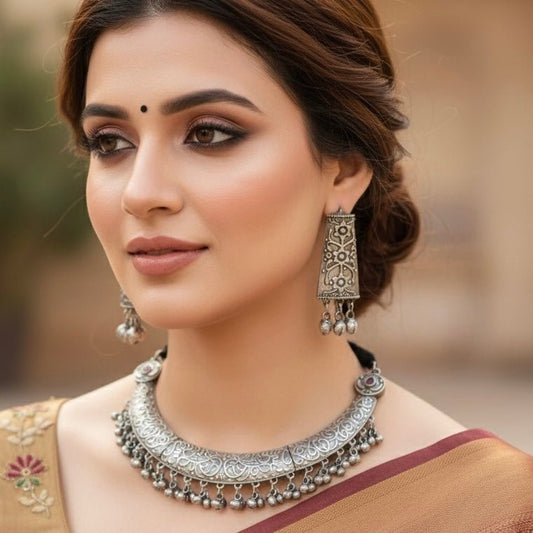 BOHO SILVER REPLICA HASLI NECKLACE-RED