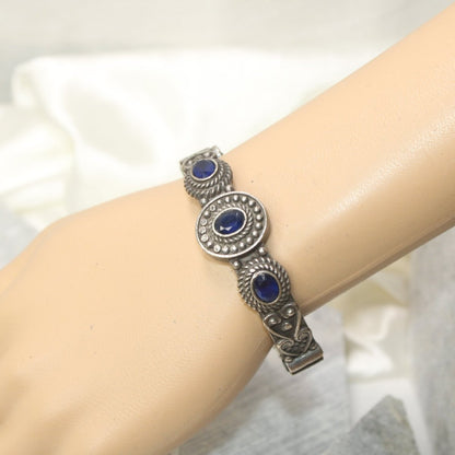 BRACELET LOOK ANTIQUE FINISH KADA-BLUE