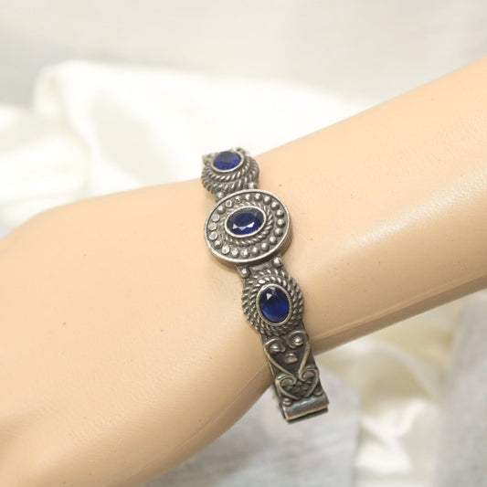 BRACELET LOOK ANTIQUE FINISH KADA-BLUE