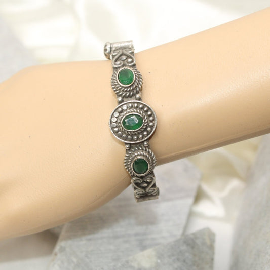 BRACELET LOOK ANTIQUE FINISH KADA - GREEN